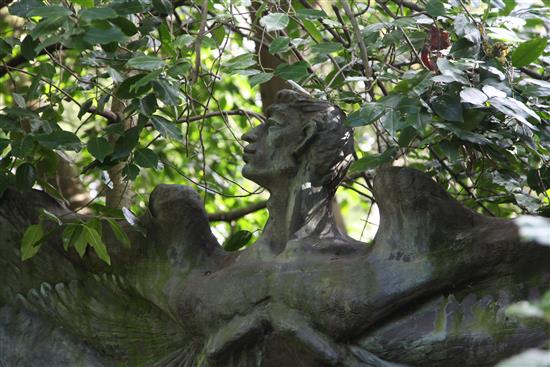 A large bronze sculpture Icarus designed by Donald Brooke H. 2.8m W.5m approx.